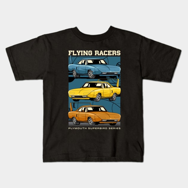 1970 Plymouth Superbird Muscle Car Kids T-Shirt by milatees